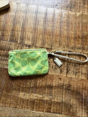 Coach Green Signature Wristlet Pouch